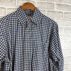 Brooks Brothers Madison Fit Navy & Gray Gingham LS Button Up Shirt Mens Small
